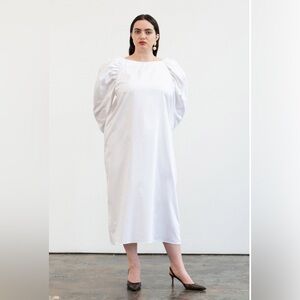 Elisabetta elegant long white cotton dress Puff Sleeve Mara Hoffman